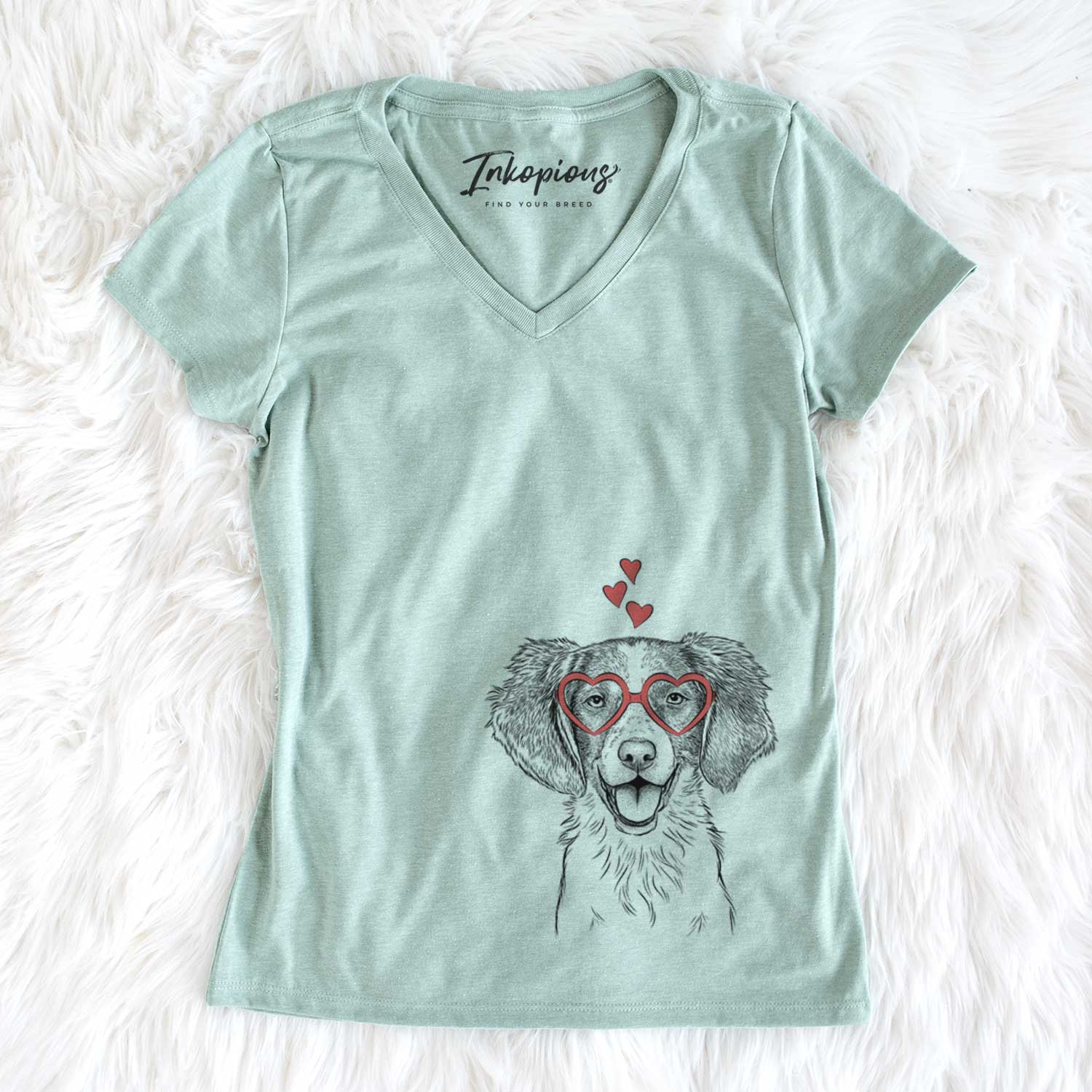 Valentine Happy Holly the Brittany Spaniel - Women's V-neck Shirt