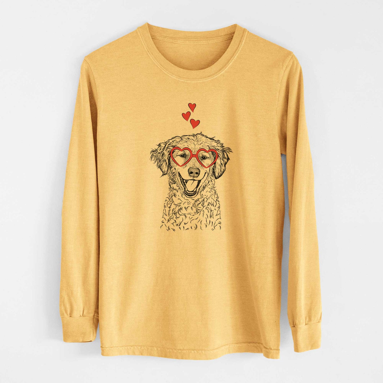 Valentine Happy Otis the Miniature Goldendoodle - Heavyweight 100% Cotton Long Sleeve