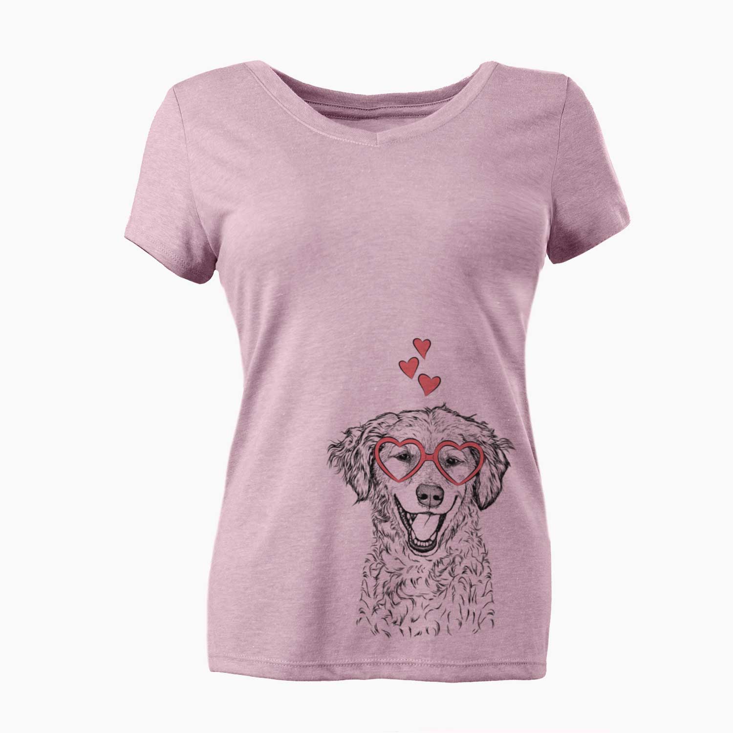 Valentine Happy Otis the Miniature Goldendoodle - Women's V-neck Shirt