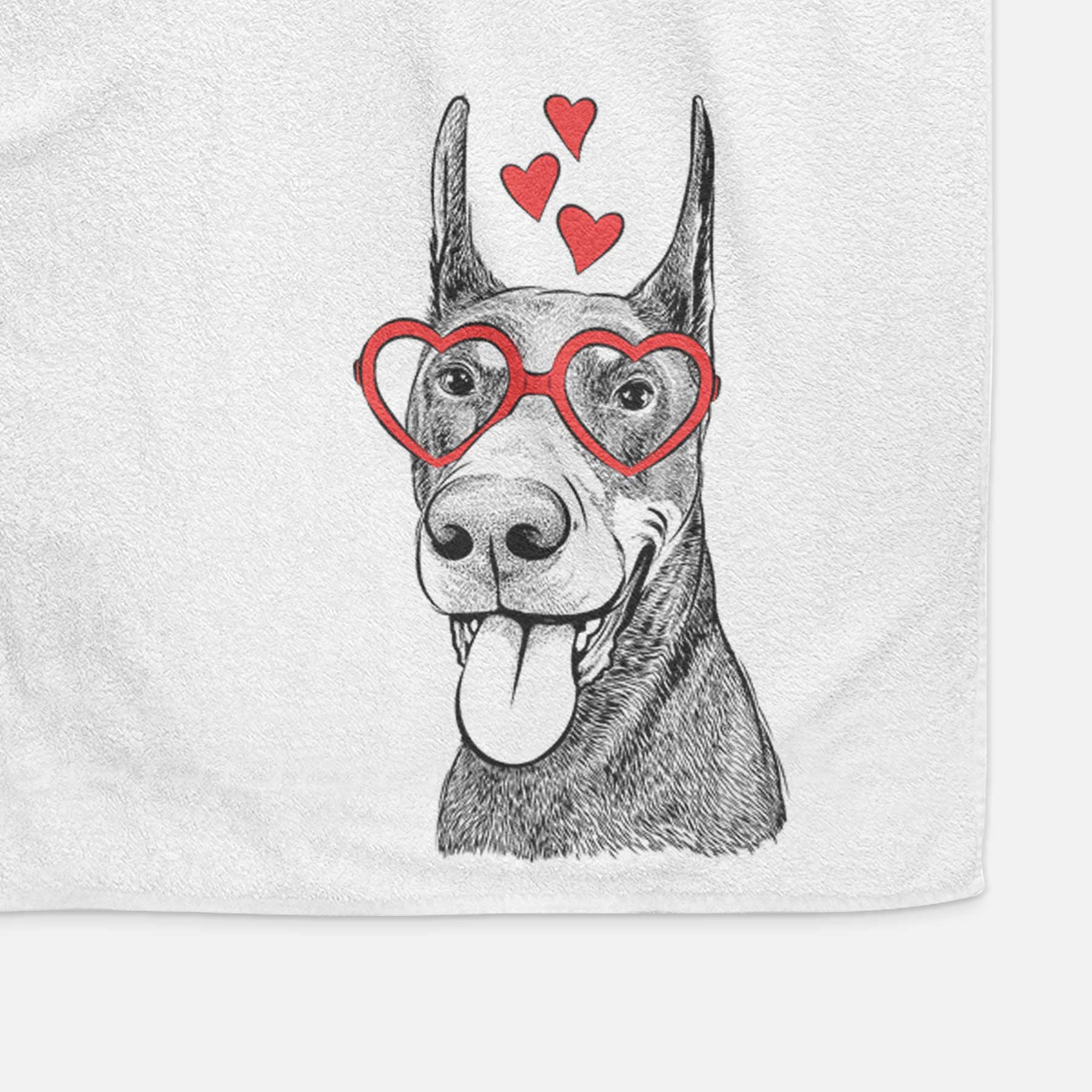 Happy Sunny the Doberman Pinscher Decorative Hand Towel