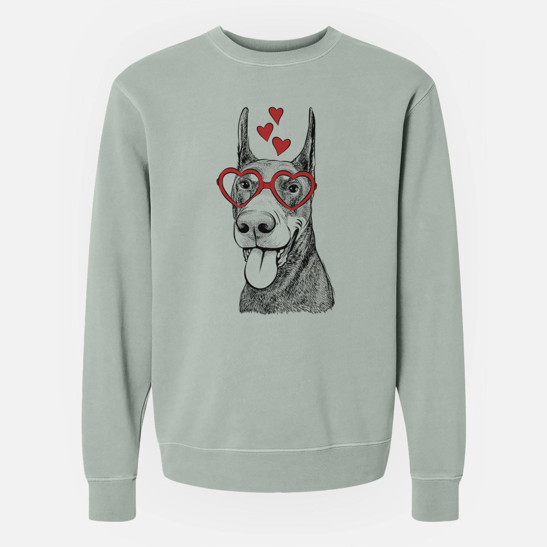 Valentine Happy Sunny the Doberman Pinscher - Unisex Pigment Dyed Crew Sweatshirt