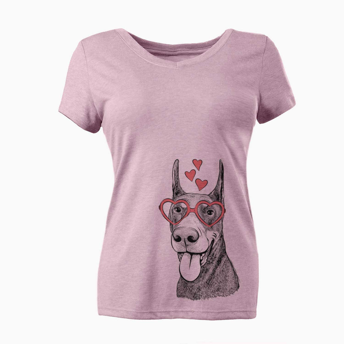Happy Sunny the Doberman Pinscher - Women's V-neck Shirt