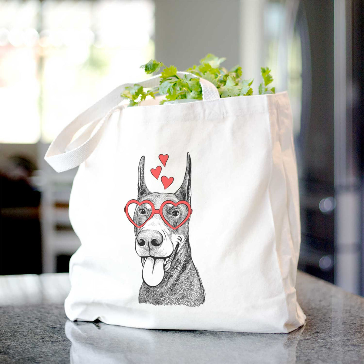 Happy Sunny the Doberman Pinscher - Tote Bag