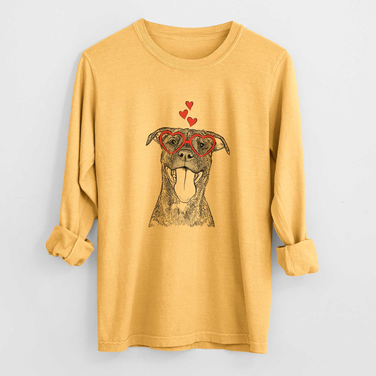 Valentine Harley the Pitbull Mix - Heavyweight 100% Cotton Long Sleeve