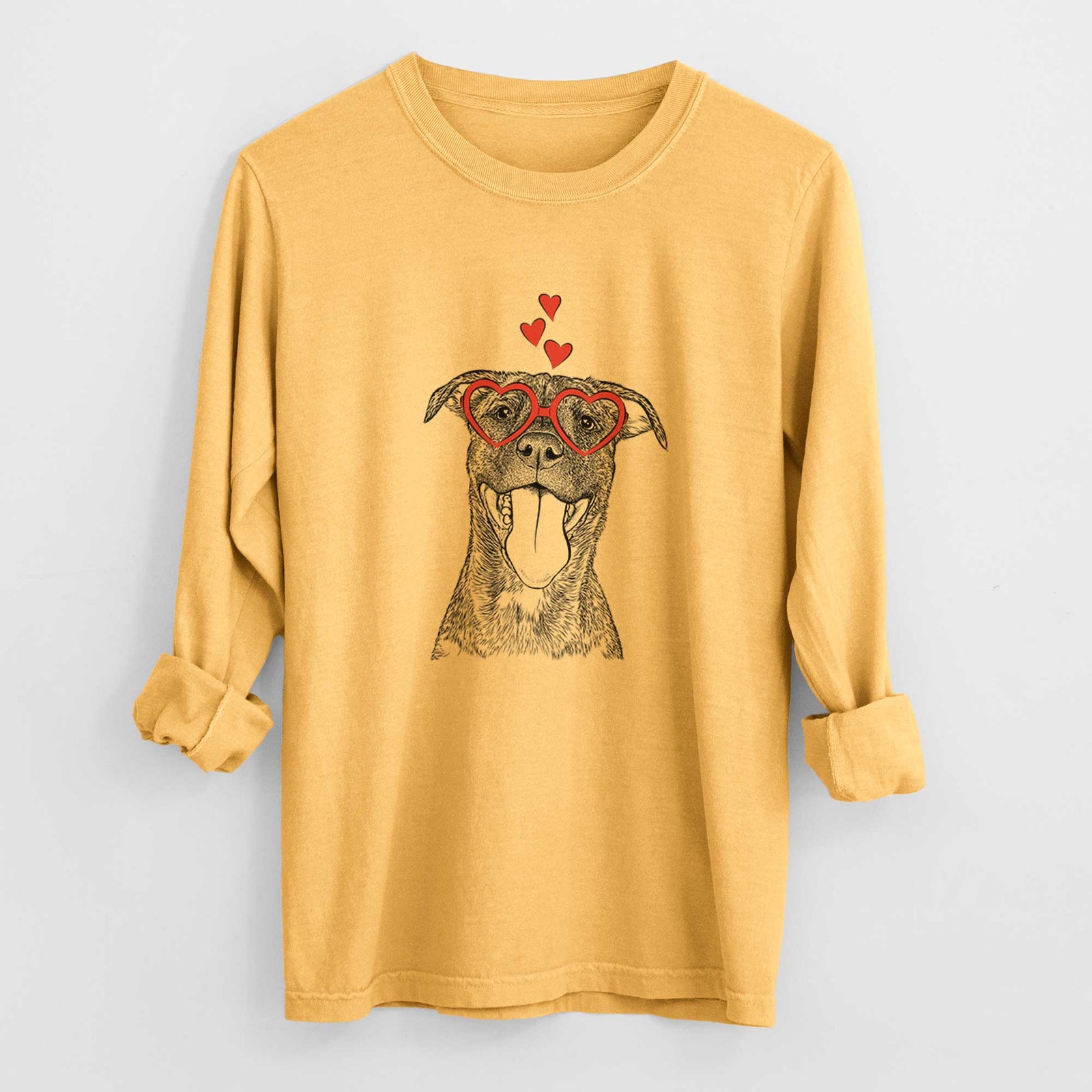 Valentine Harley the Pitbull Mix - Heavyweight 100% Cotton Long Sleeve