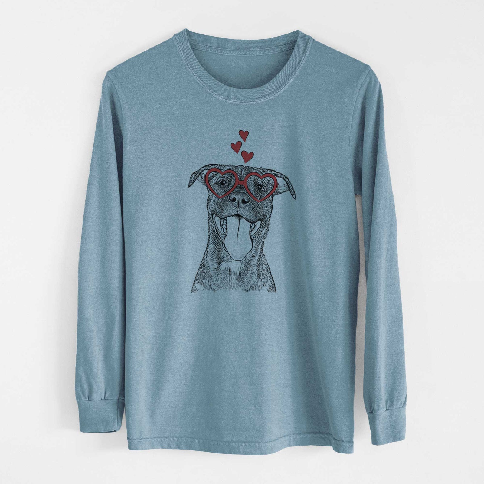 Valentine Harley the Pitbull Mix - Heavyweight 100% Cotton Long Sleeve