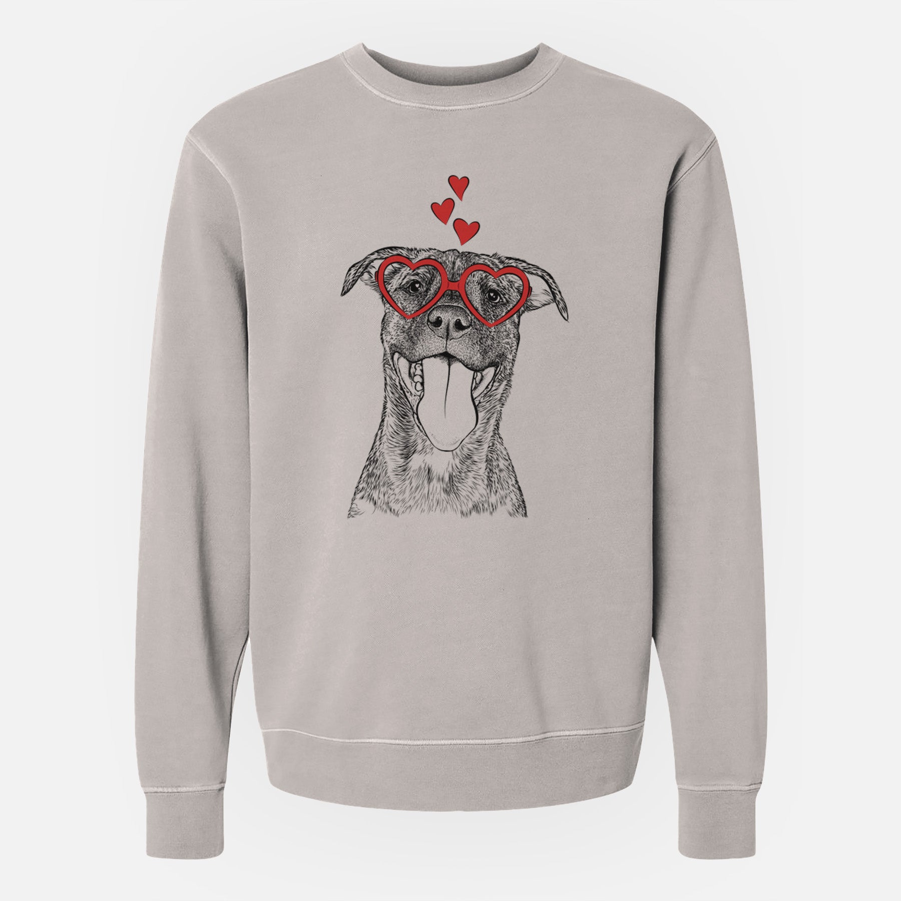 Valentine Harley the Pitbull Mix - Unisex Pigment Dyed Crew Sweatshirt