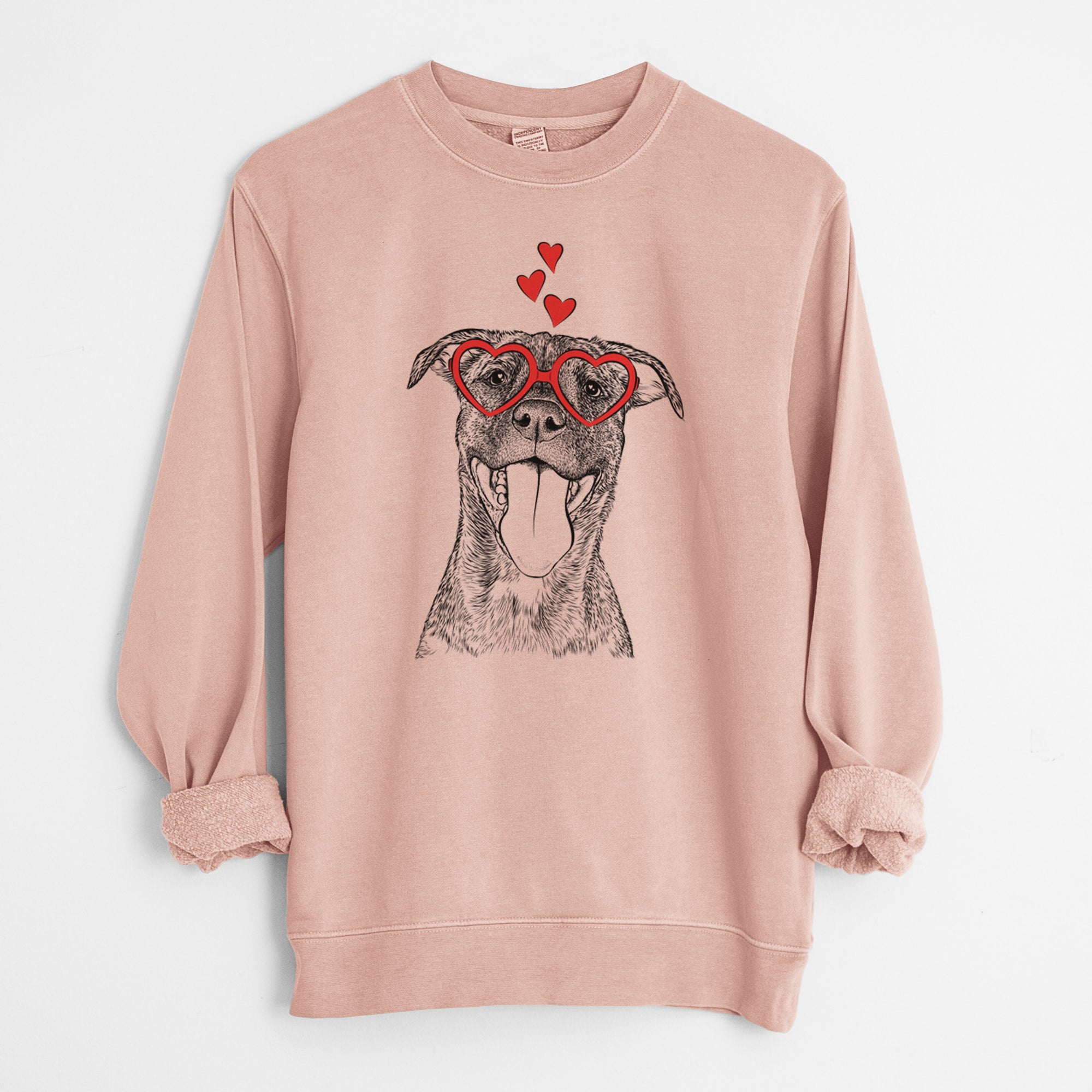 Valentine Harley the Pitbull Mix - Unisex Pigment Dyed Crew Sweatshirt