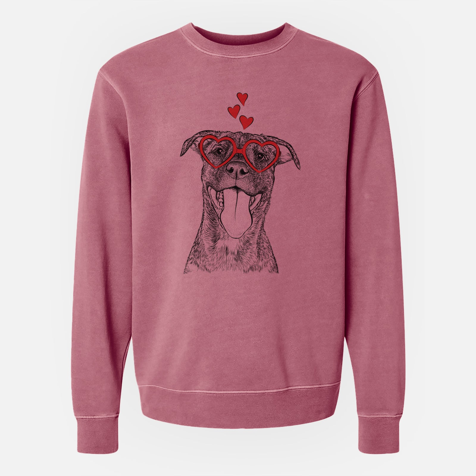 Valentine Harley the Pitbull Mix - Unisex Pigment Dyed Crew Sweatshirt