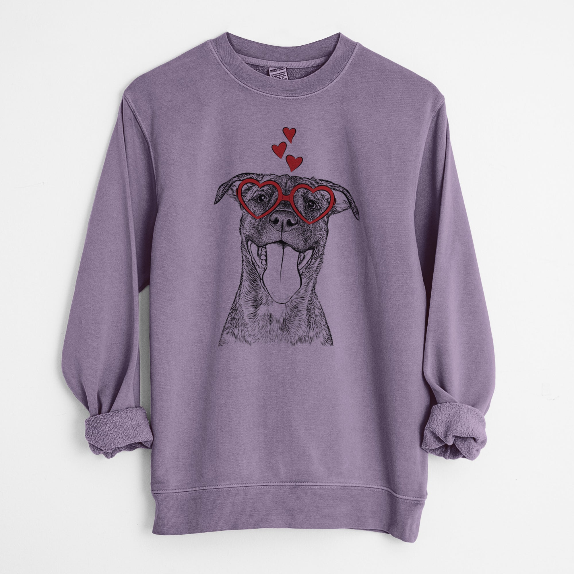 Valentine Harley the Pitbull Mix - Unisex Pigment Dyed Crew Sweatshirt