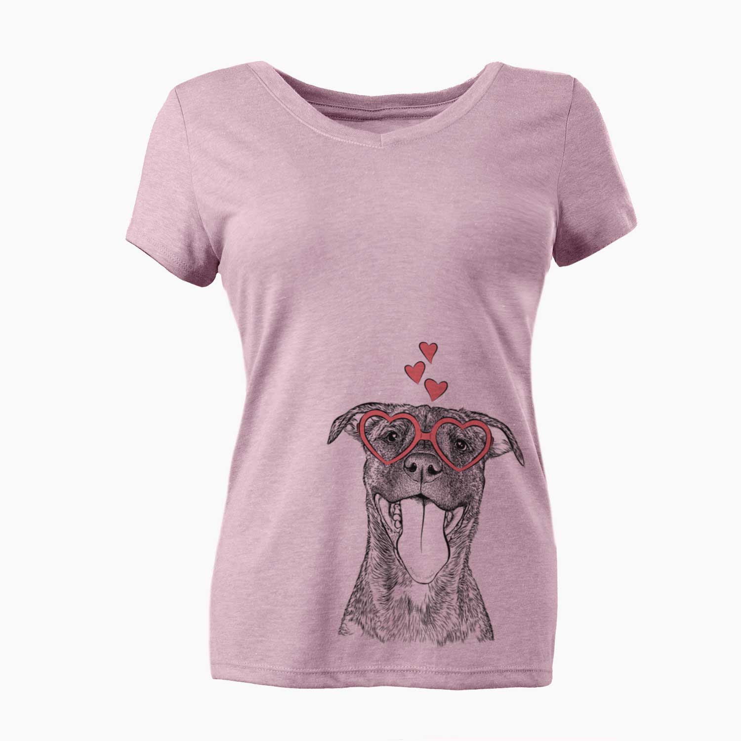 Valentine Harley the Pitbull Mix - Women's V-neck Shirt