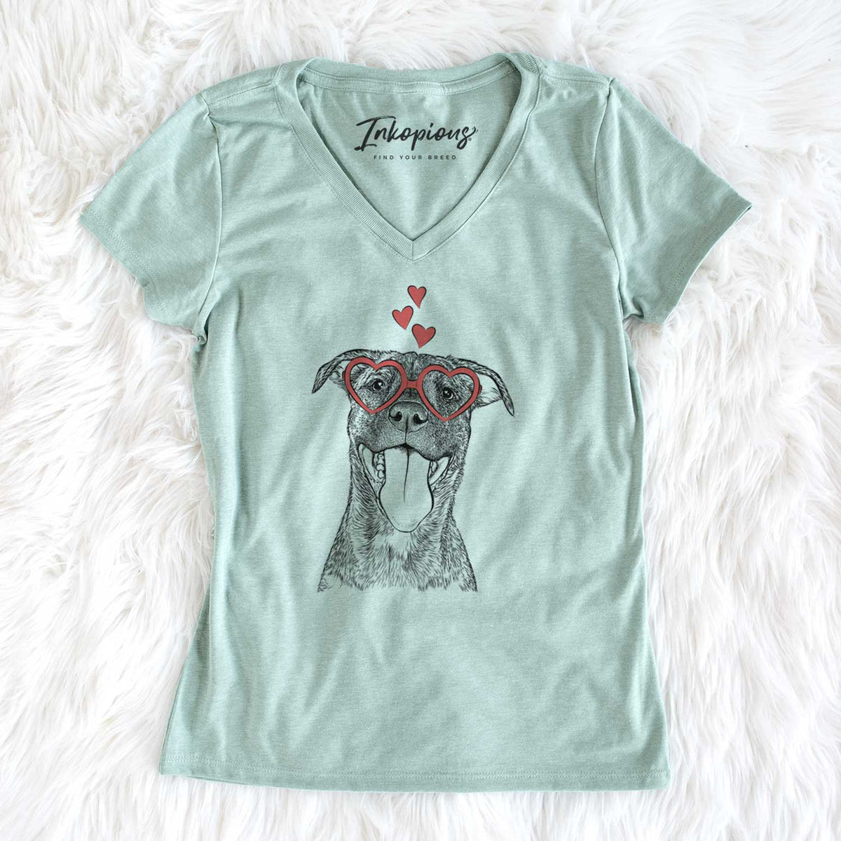 Valentine Harley the Pitbull Mix - Women's V-neck Shirt