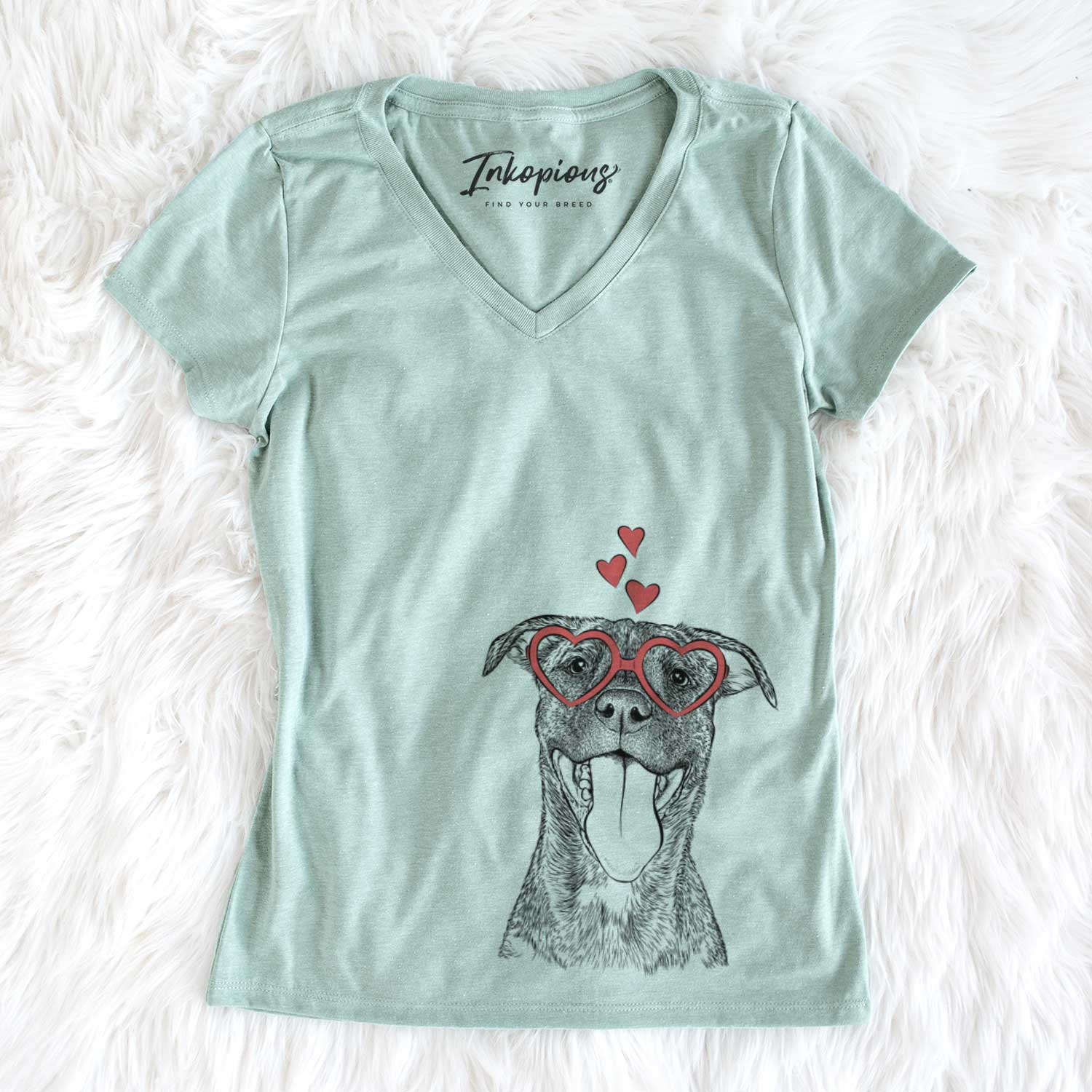 Valentine Harley the Pitbull Mix - Women's V-neck Shirt