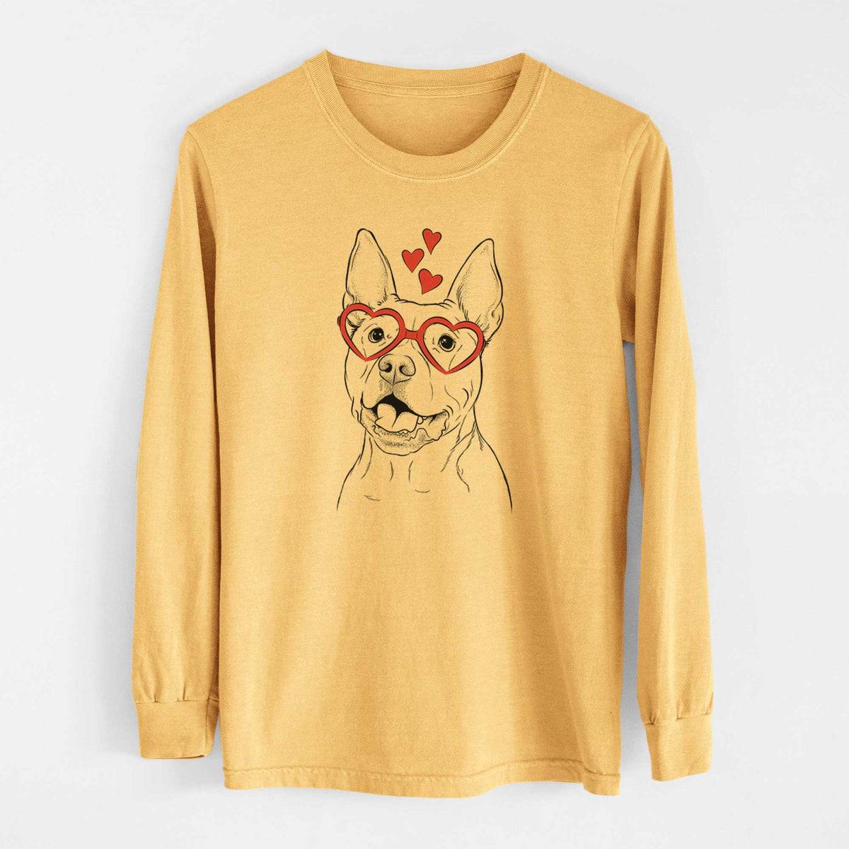 Valentine Harley the Pitbull - Heavyweight 100% Cotton Long Sleeve