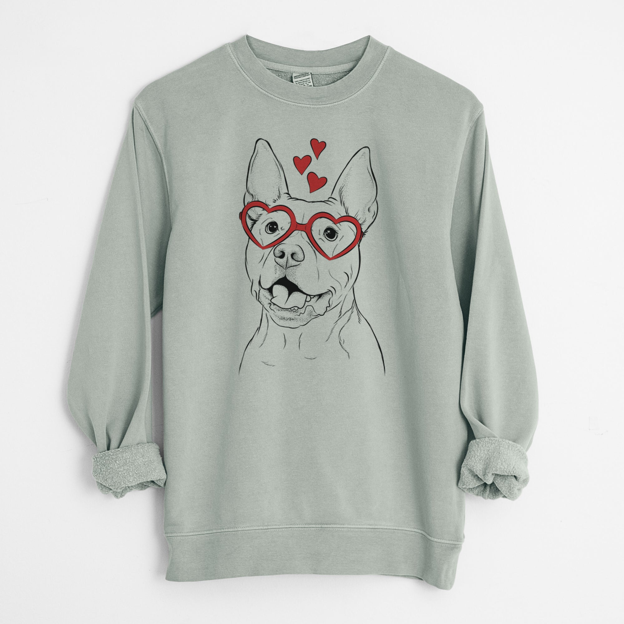 Valentine Harley the Pitbull - Unisex Pigment Dyed Crew Sweatshirt