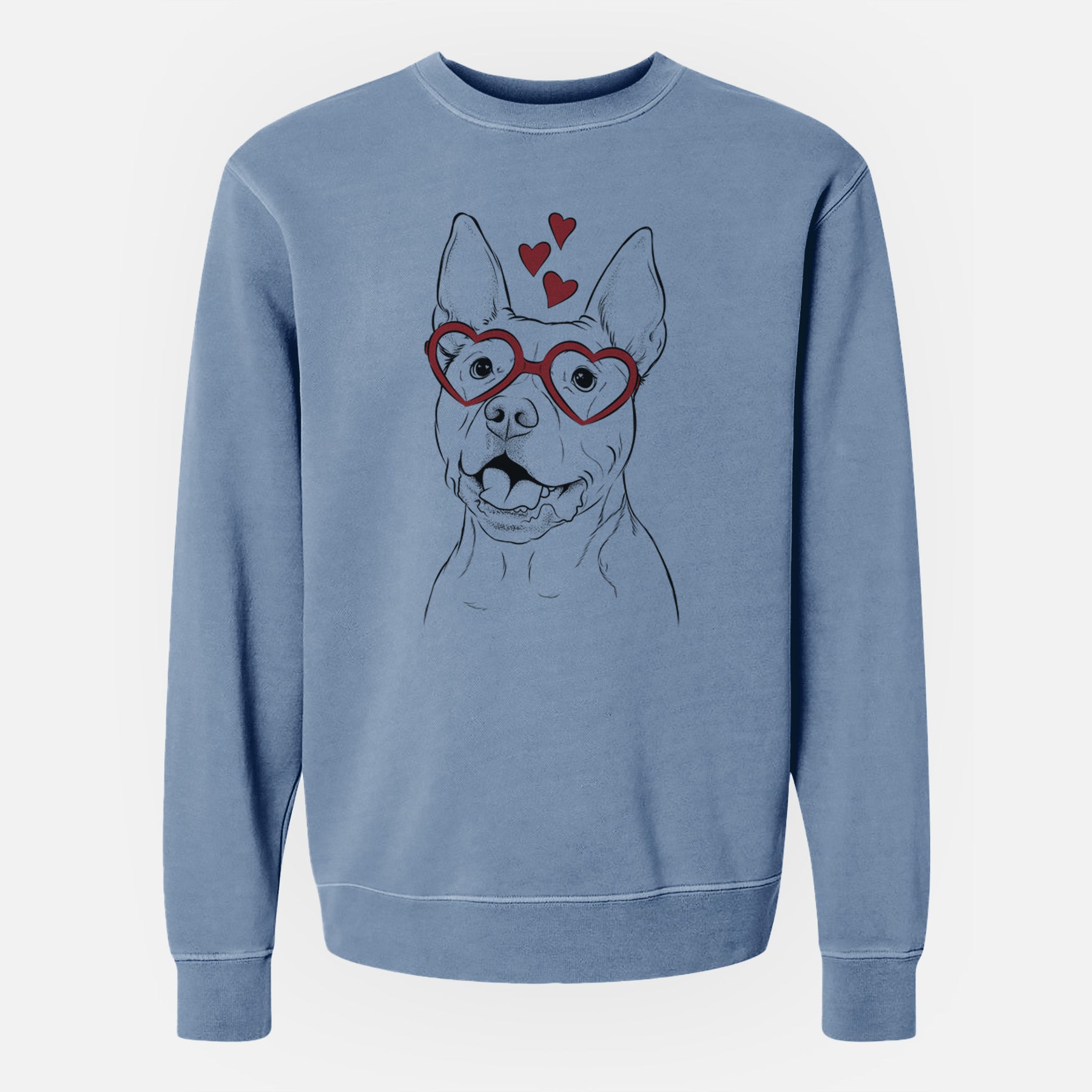 Valentine Harley the Pitbull - Unisex Pigment Dyed Crew Sweatshirt