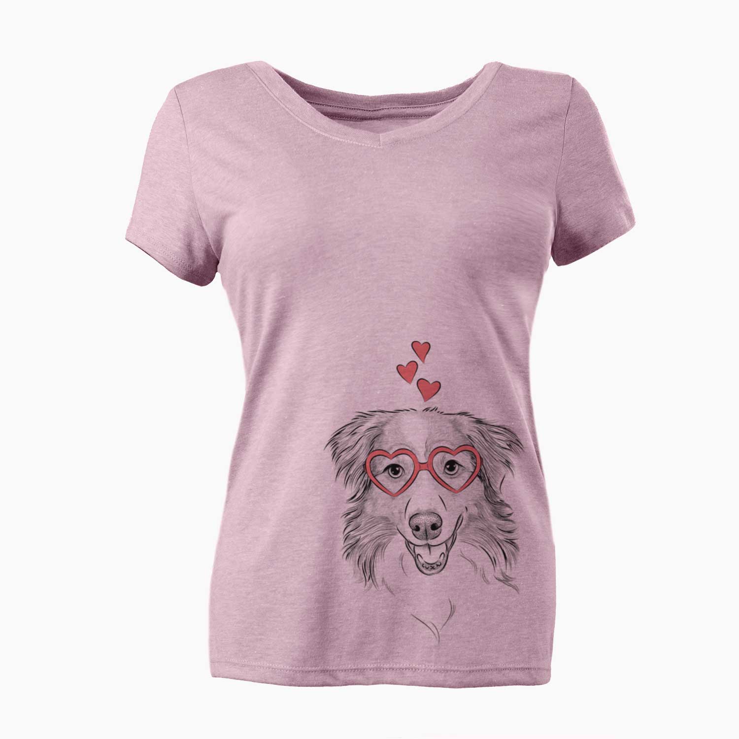 Valentine Hattie the Australian Shepherd - Women's V-neck Shirt