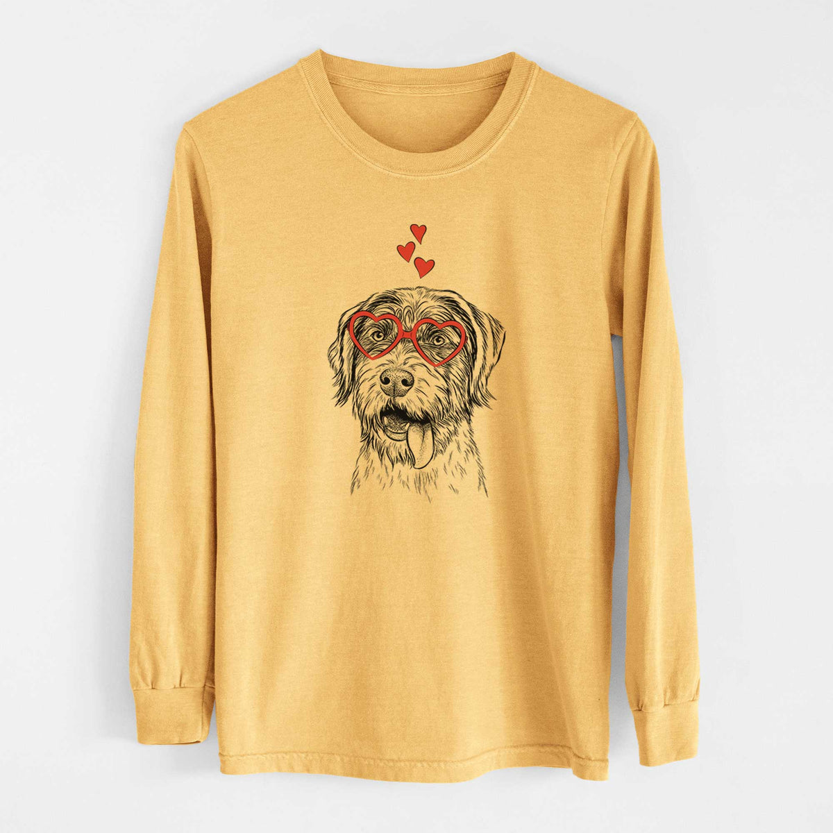 Valentine Hazel the German Wirehaired Pointer Mix - Heavyweight 100% Cotton Long Sleeve