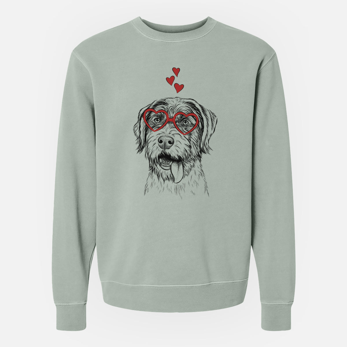 Valentine Hazel the German Wirehaired Pointer Mix - Unisex Pigment Dyed Crew Sweatshirt