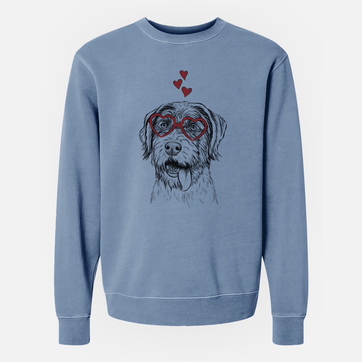 Valentine Hazel the German Wirehaired Pointer Mix - Unisex Pigment Dyed Crew Sweatshirt