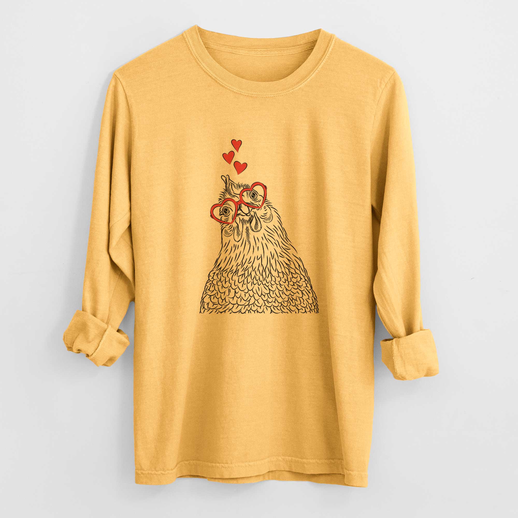 Valentine Henrietta the Chicken - Heavyweight 100% Cotton Long Sleeve