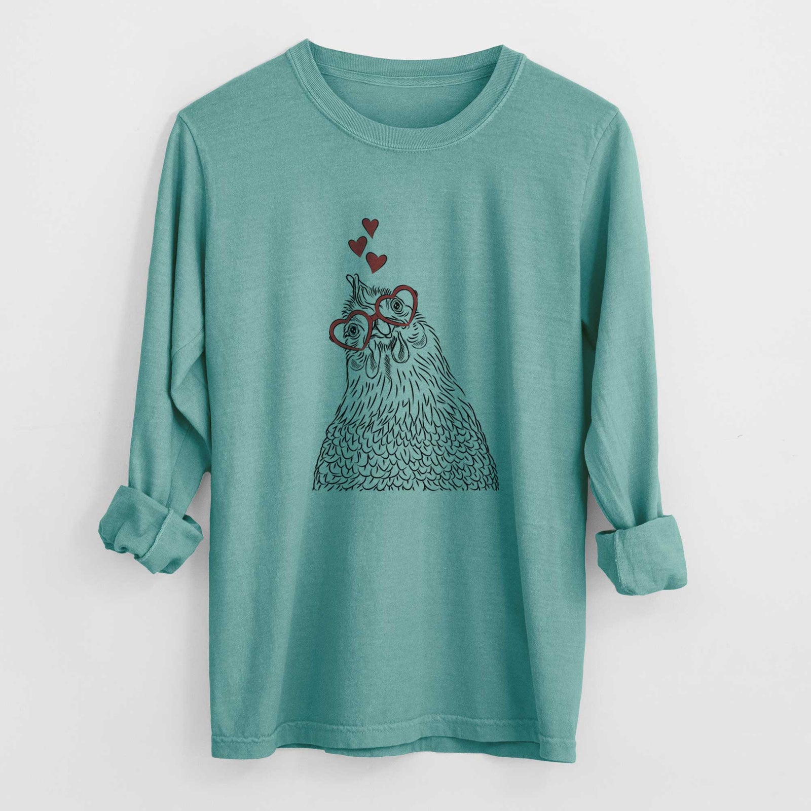 Valentine Henrietta the Chicken - Heavyweight 100% Cotton Long Sleeve