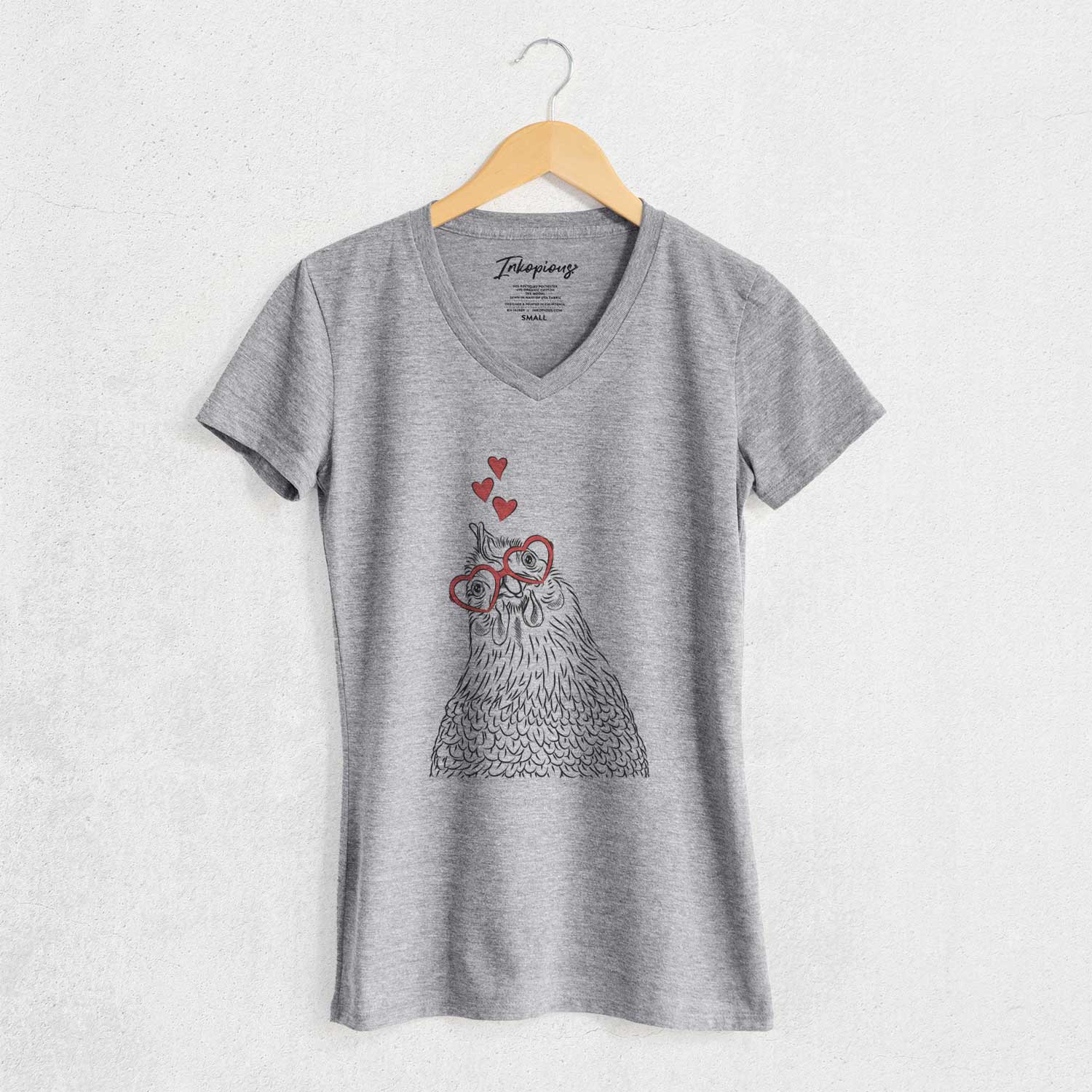 Valentine Henrietta the Chicken - Women's V-neck Shirt