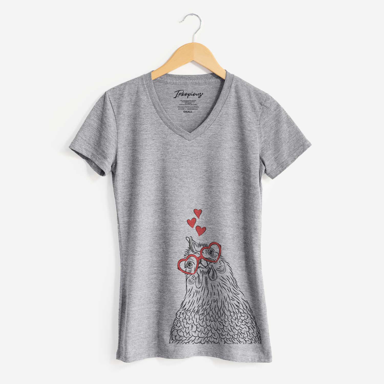 Valentine Henrietta the Chicken - Women's V-neck Shirt