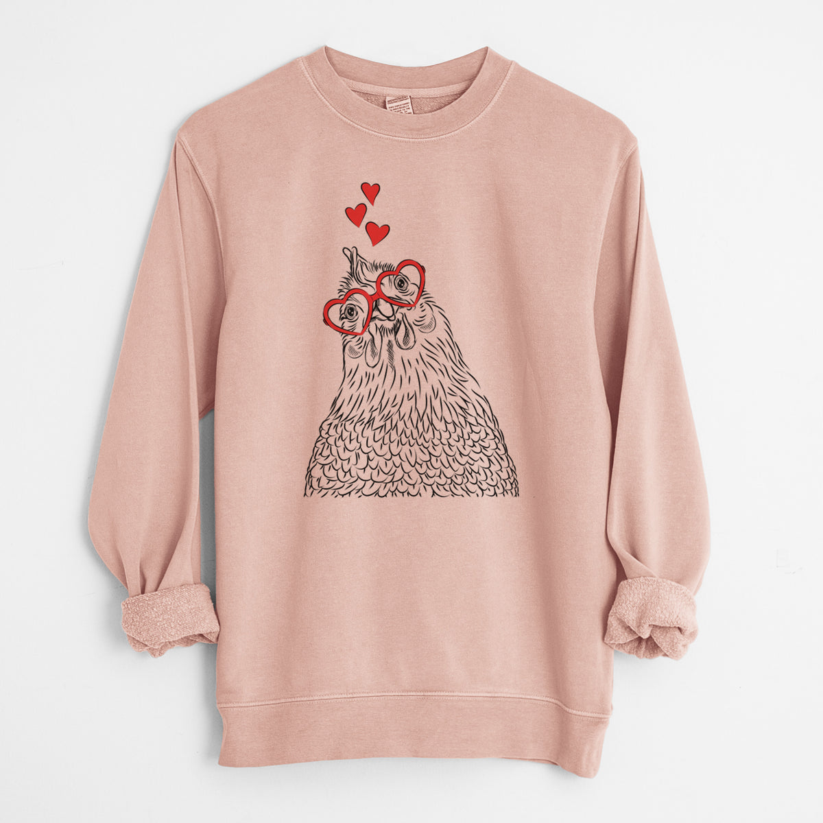 Valentine Henrietta the Chicken - Unisex Pigment Dyed Crew Sweatshirt