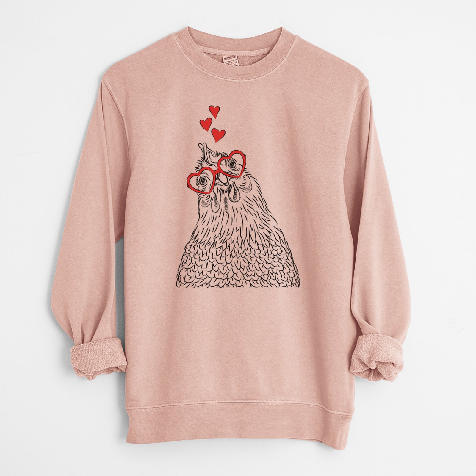 Valentine Henrietta the Chicken - Unisex Pigment Dyed Crew Sweatshirt