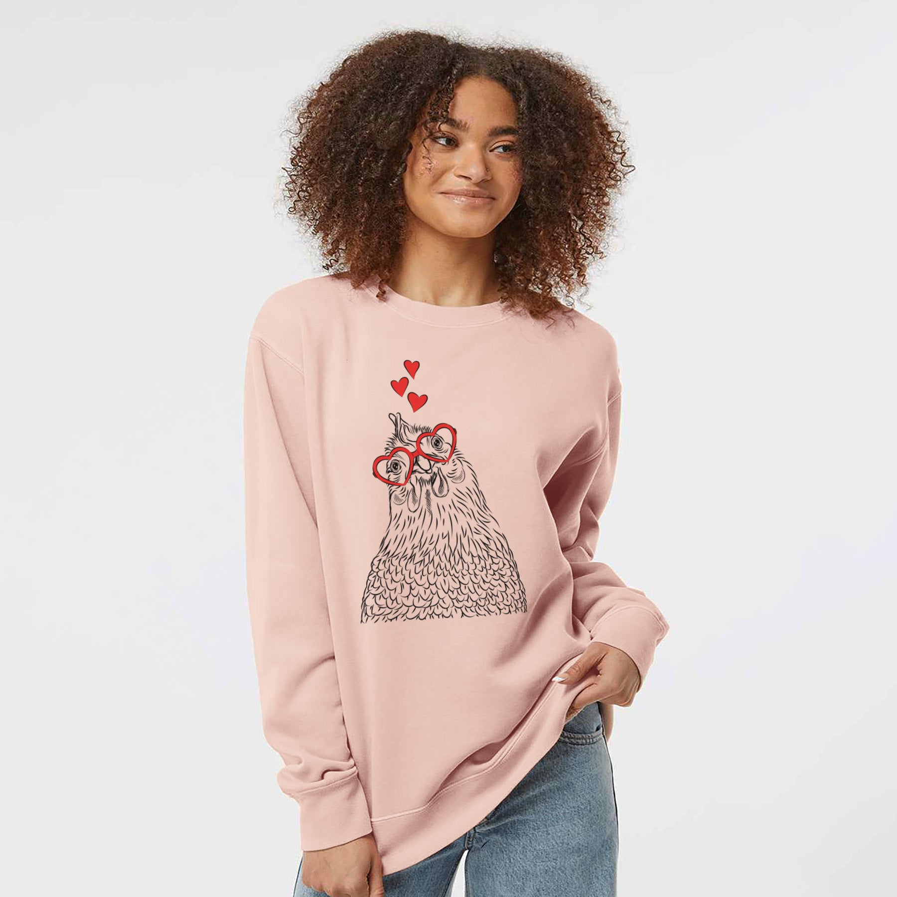 Valentine Henrietta the Chicken - Unisex Pigment Dyed Crew Sweatshirt