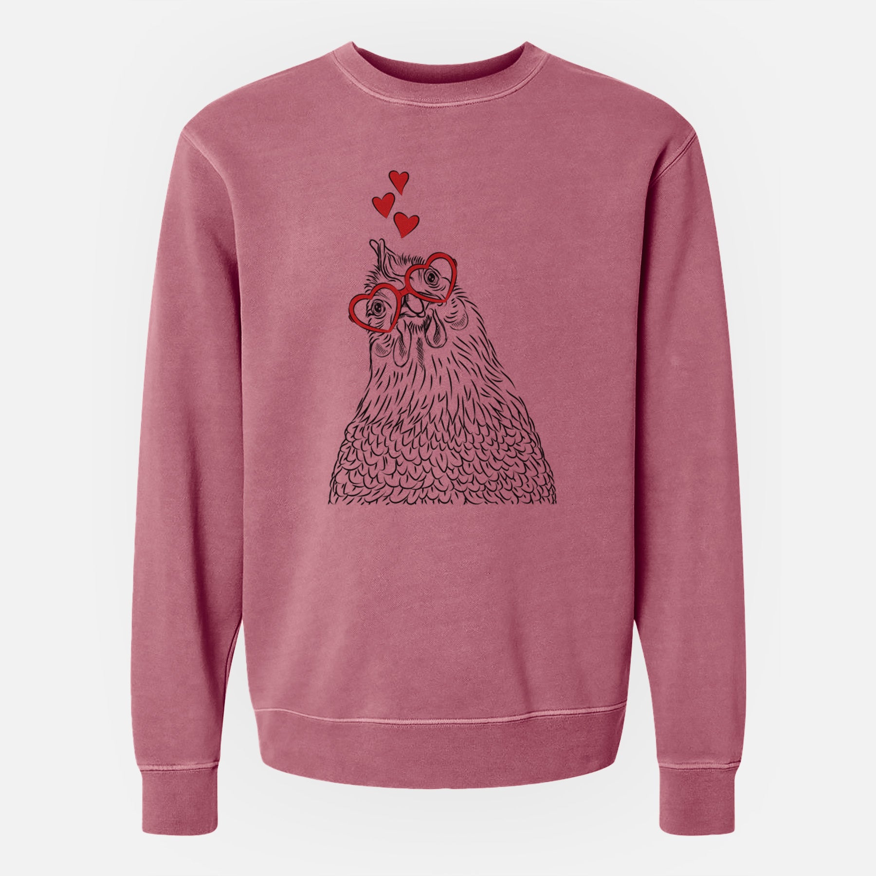 Valentine Henrietta the Chicken - Unisex Pigment Dyed Crew Sweatshirt