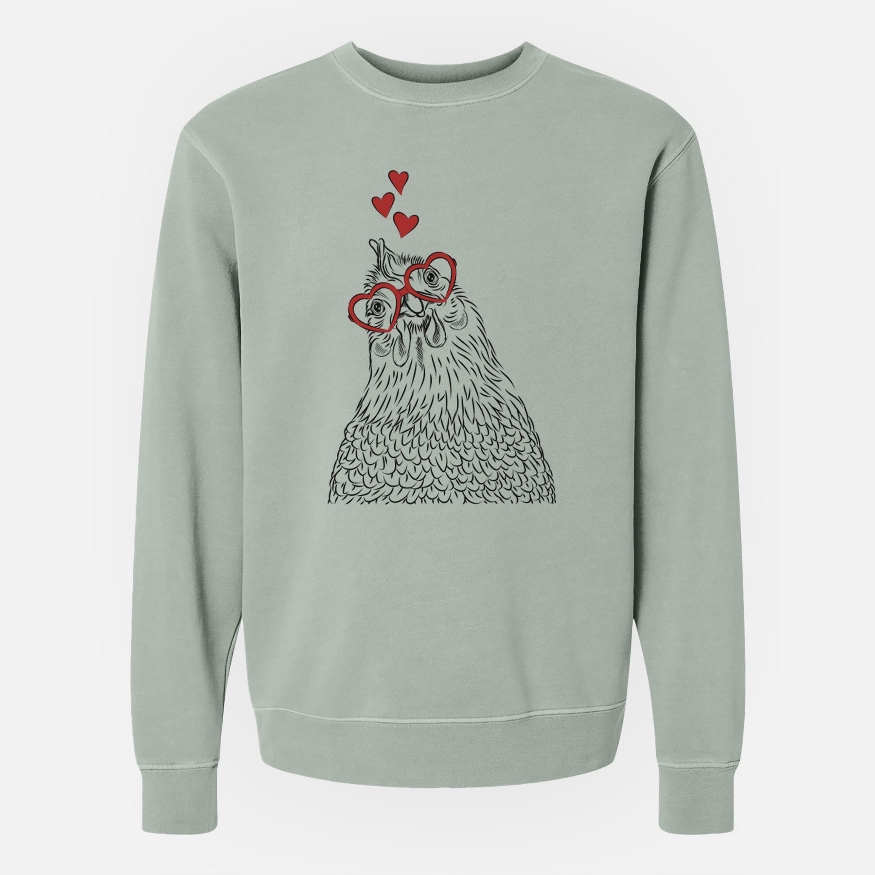 Valentine Henrietta the Chicken - Unisex Pigment Dyed Crew Sweatshirt