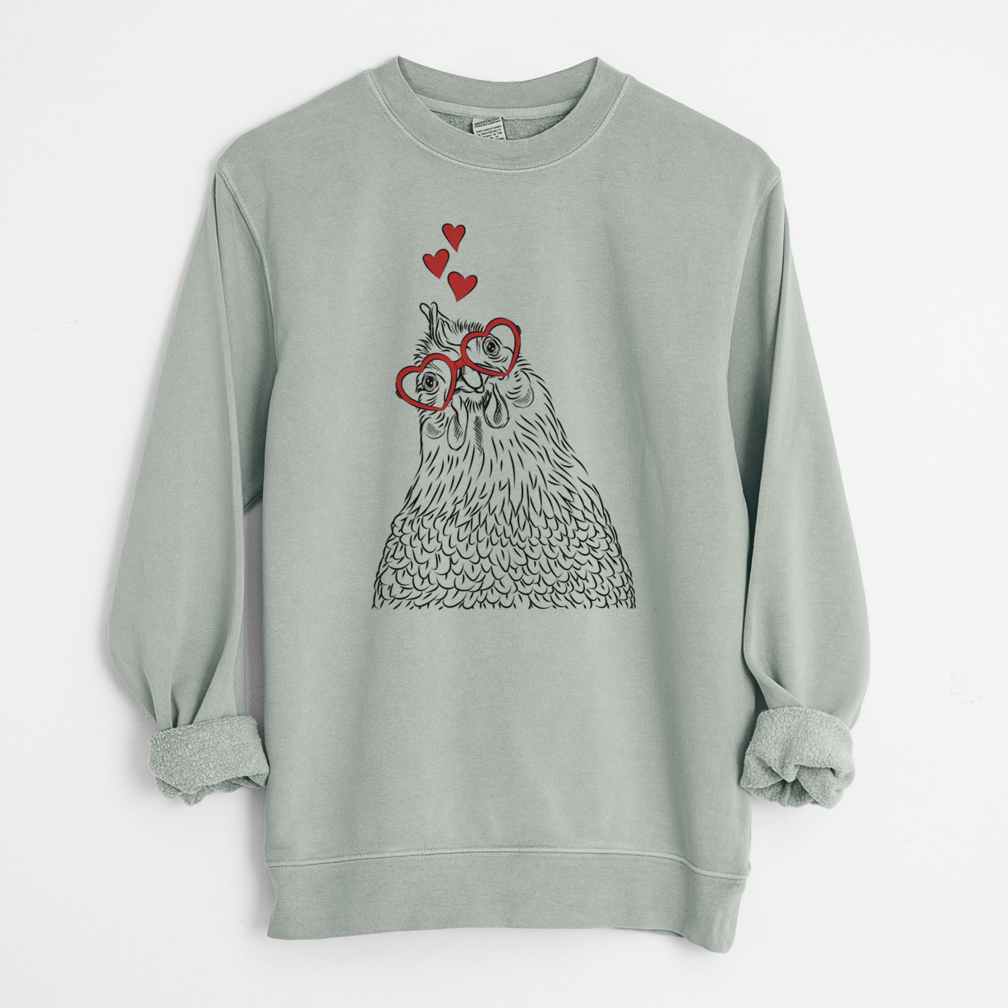 Valentine Henrietta the Chicken - Unisex Pigment Dyed Crew Sweatshirt