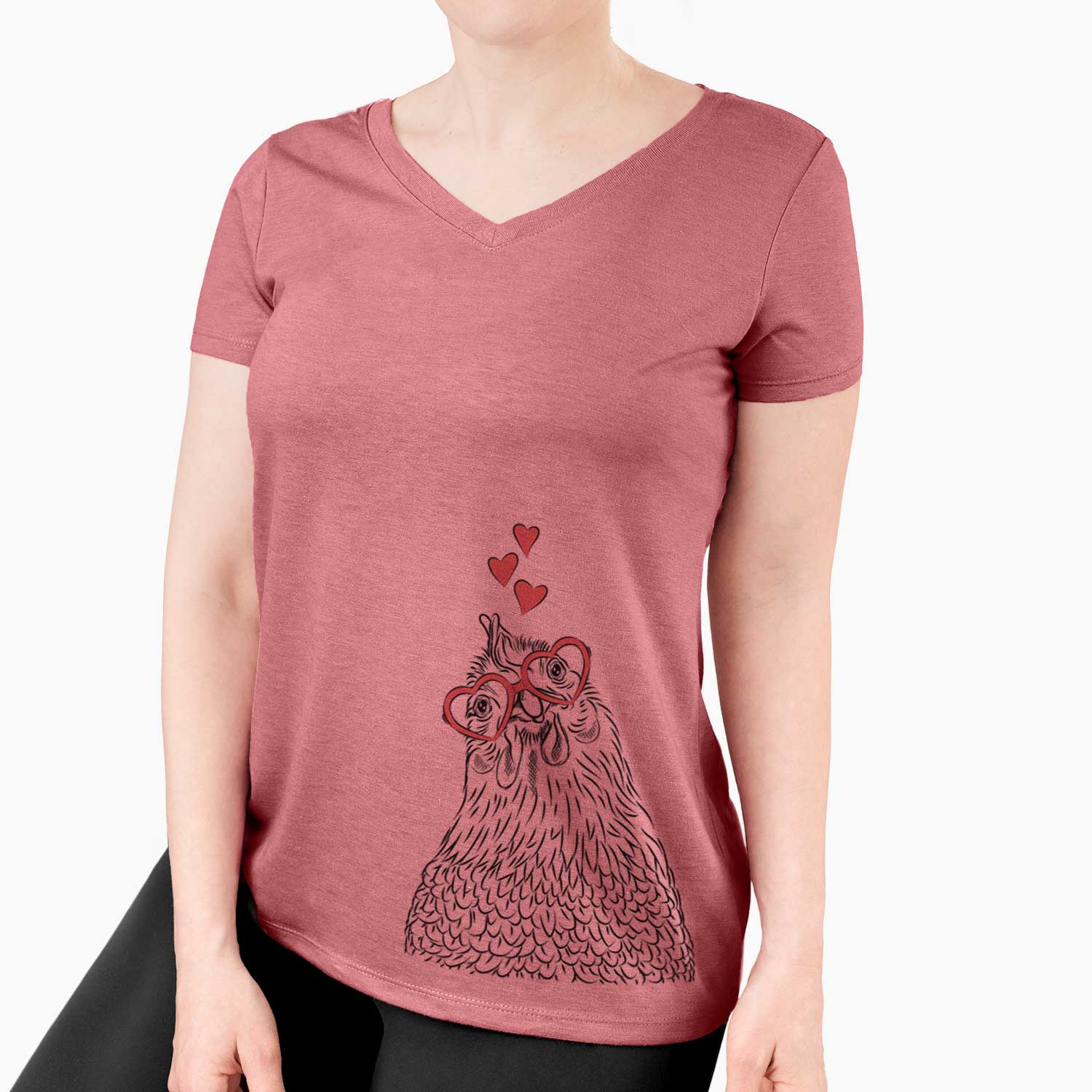 Valentine Henrietta the Chicken - Women's V-neck Shirt