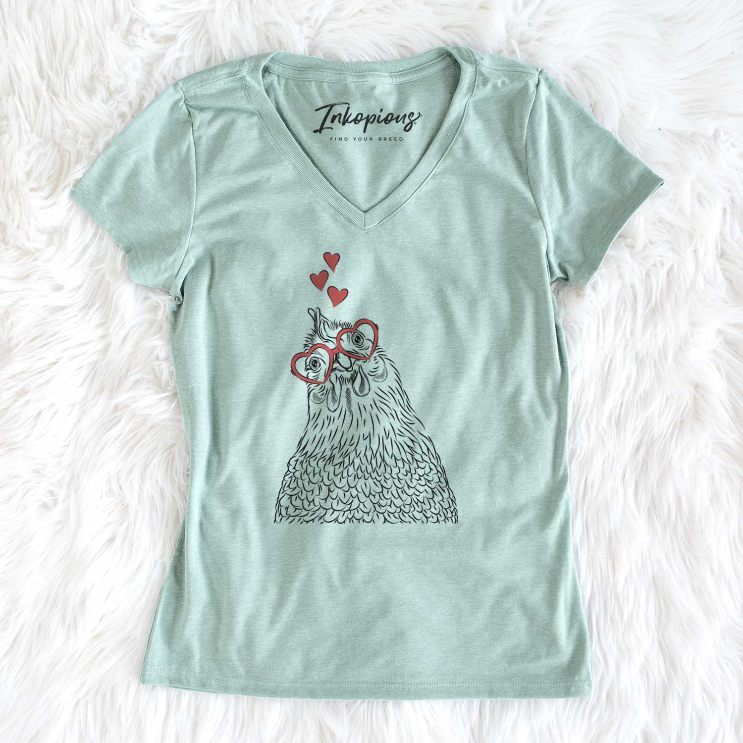 Valentine Henrietta the Chicken - Women's V-neck Shirt