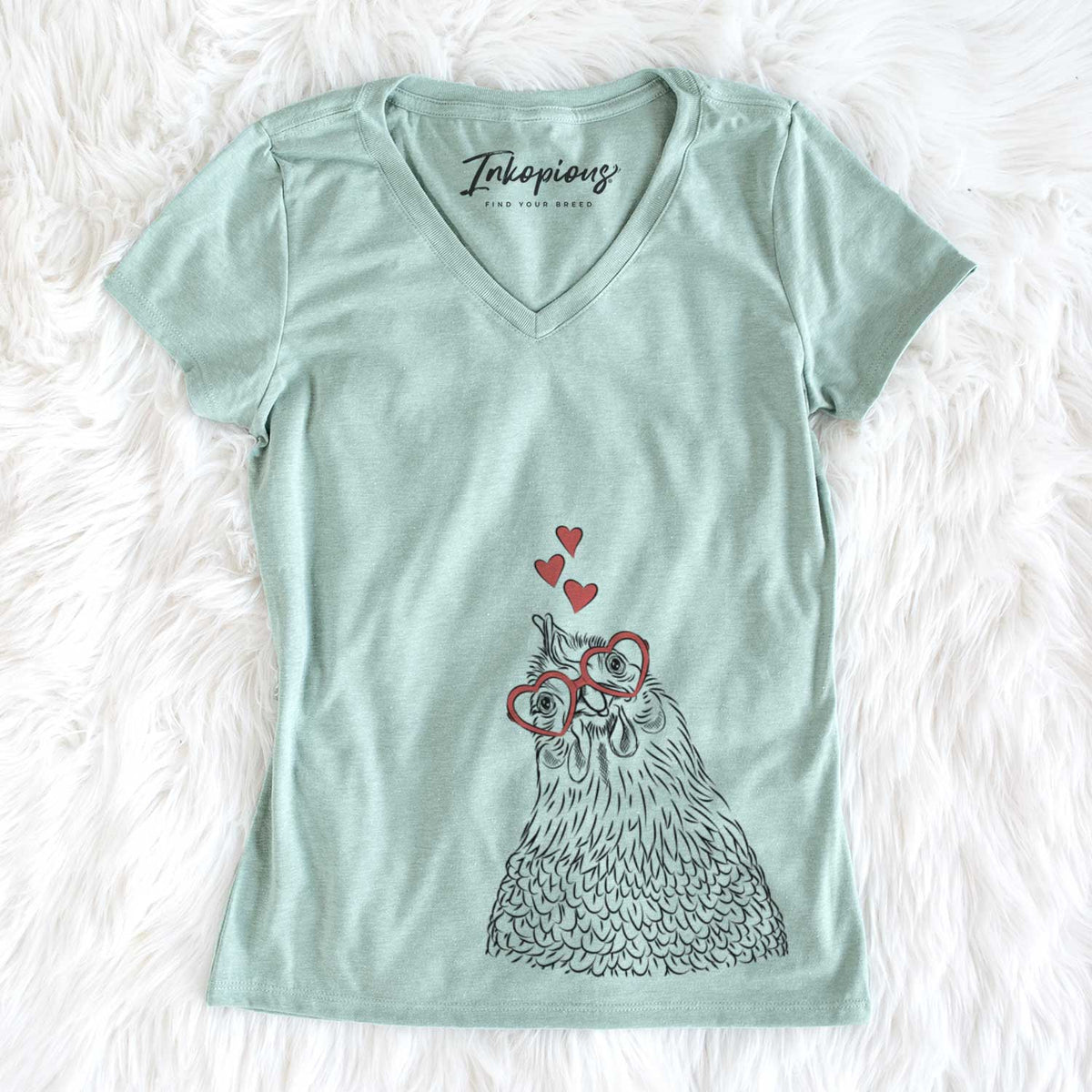 Valentine Henrietta the Chicken - Women&#39;s V-neck Shirt