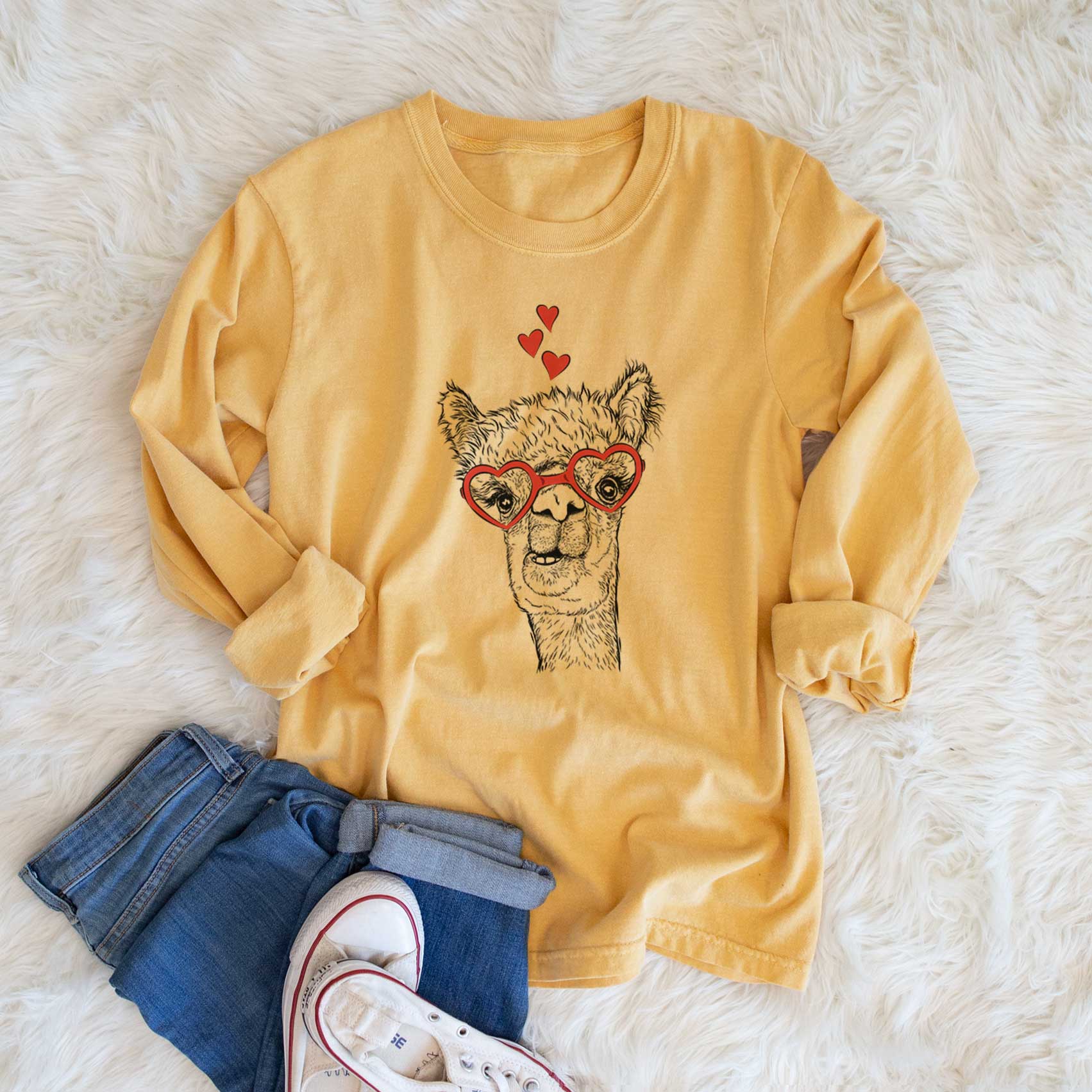 Valentine Henry the Alpaca - Heavyweight 100% Cotton Long Sleeve