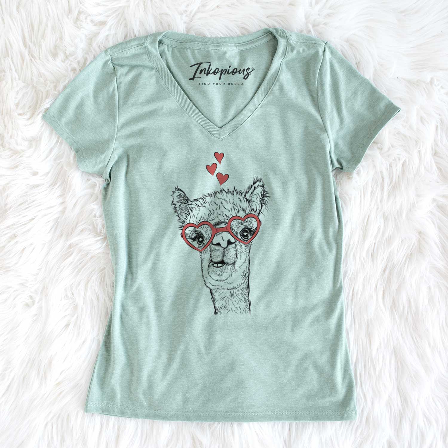 Valentine Henry the Alpaca - Women's V-neck Shirt