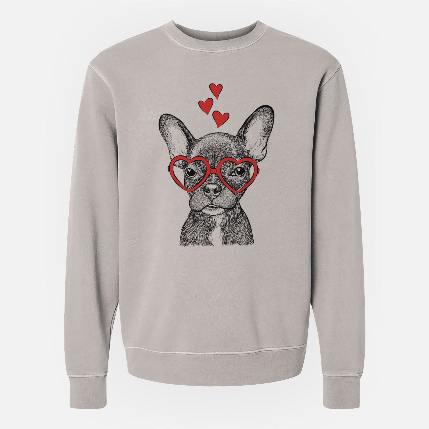 Valentine Henry the French Bulldog - Unisex Pigment Dyed Crew Sweatshirt