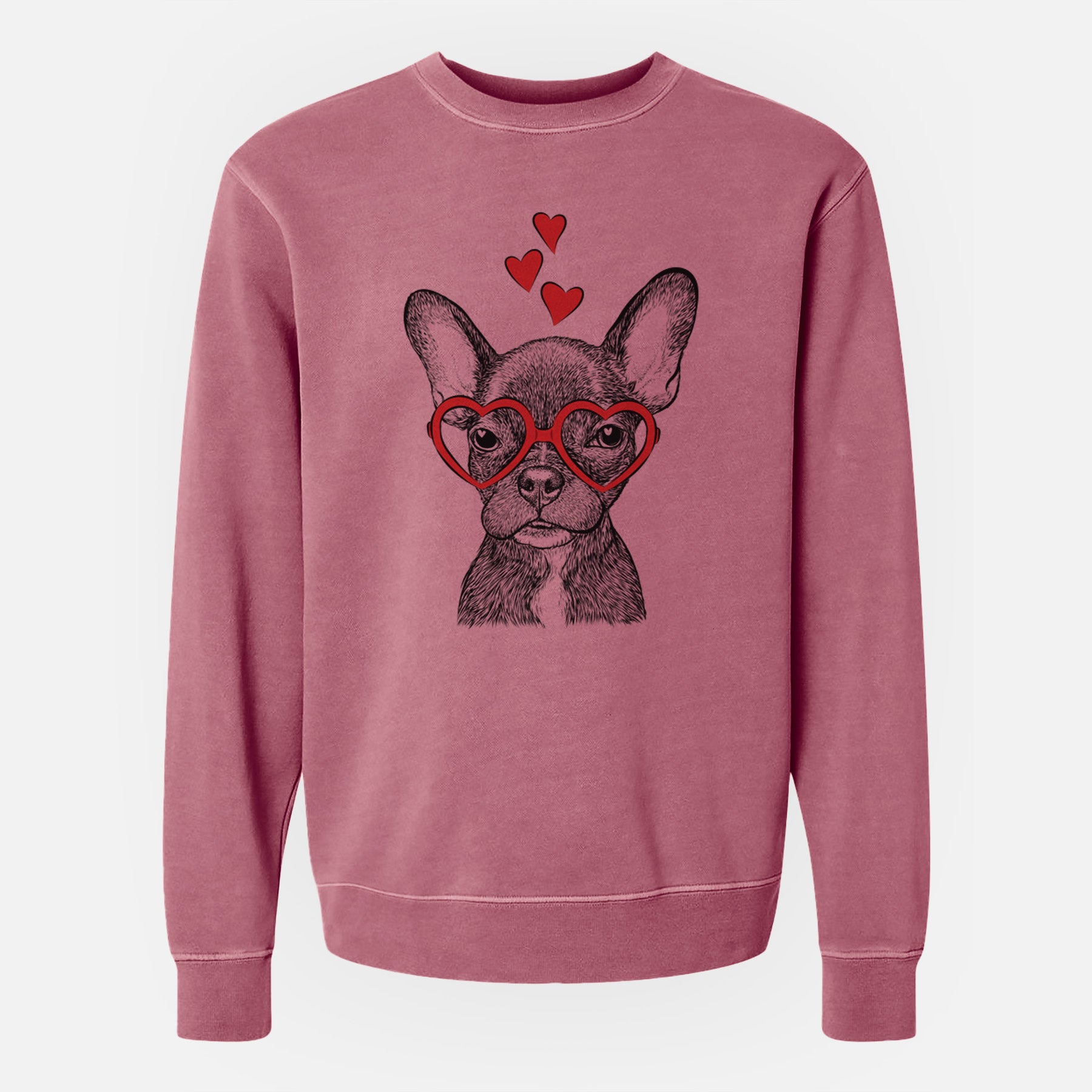 Valentine Henry the French Bulldog - Unisex Pigment Dyed Crew Sweatshirt