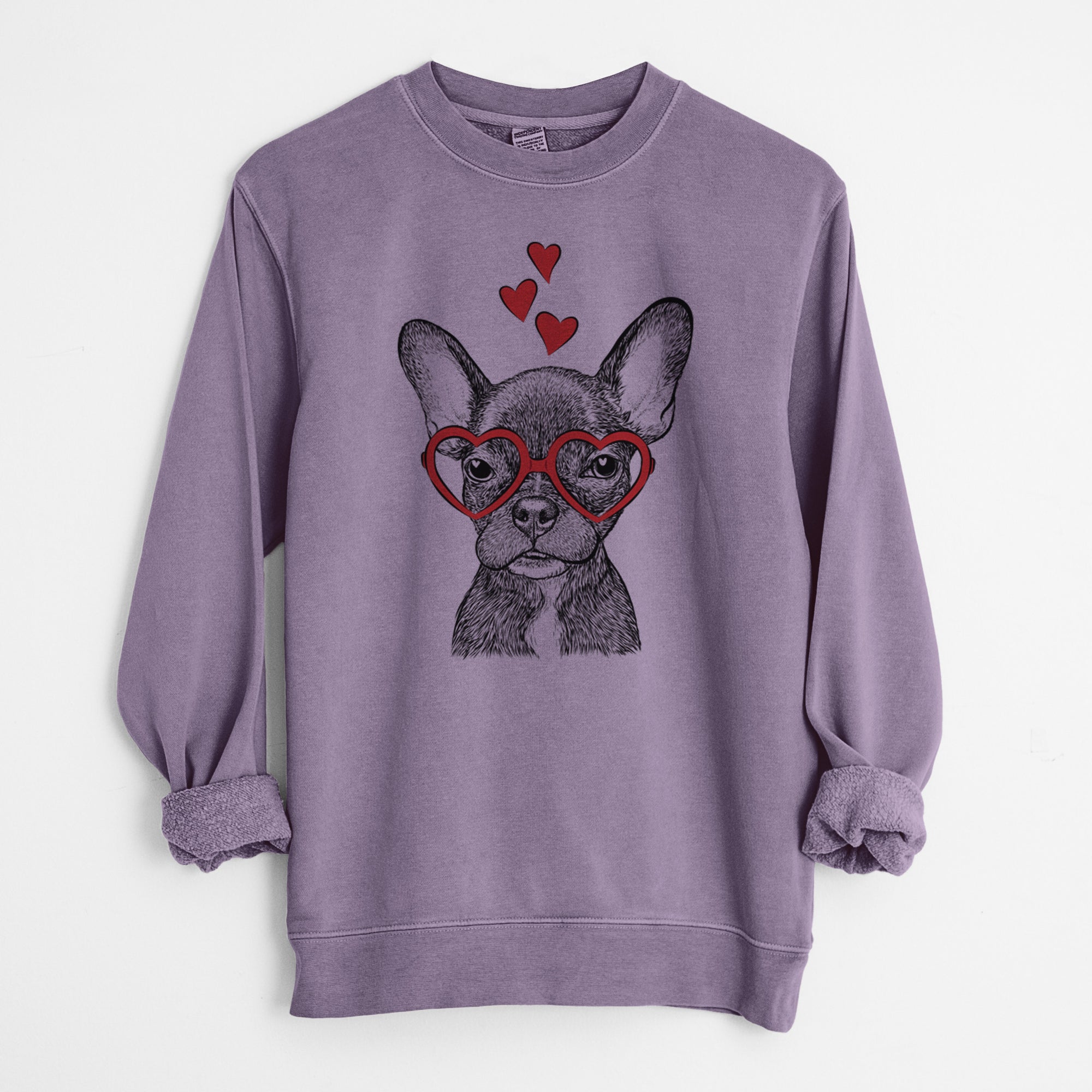 Valentine Henry the French Bulldog - Unisex Pigment Dyed Crew Sweatshirt