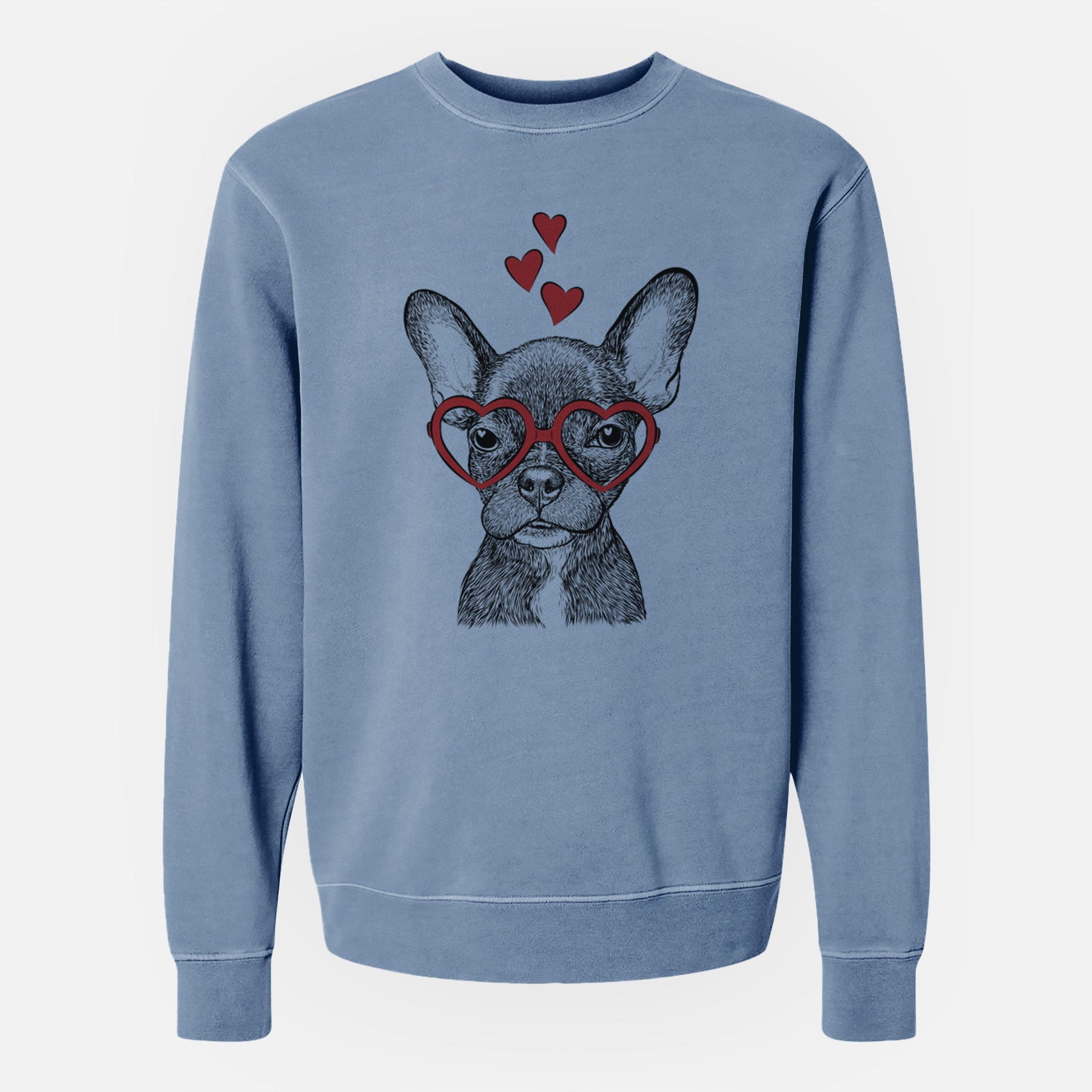 Valentine Henry the French Bulldog - Unisex Pigment Dyed Crew Sweatshirt