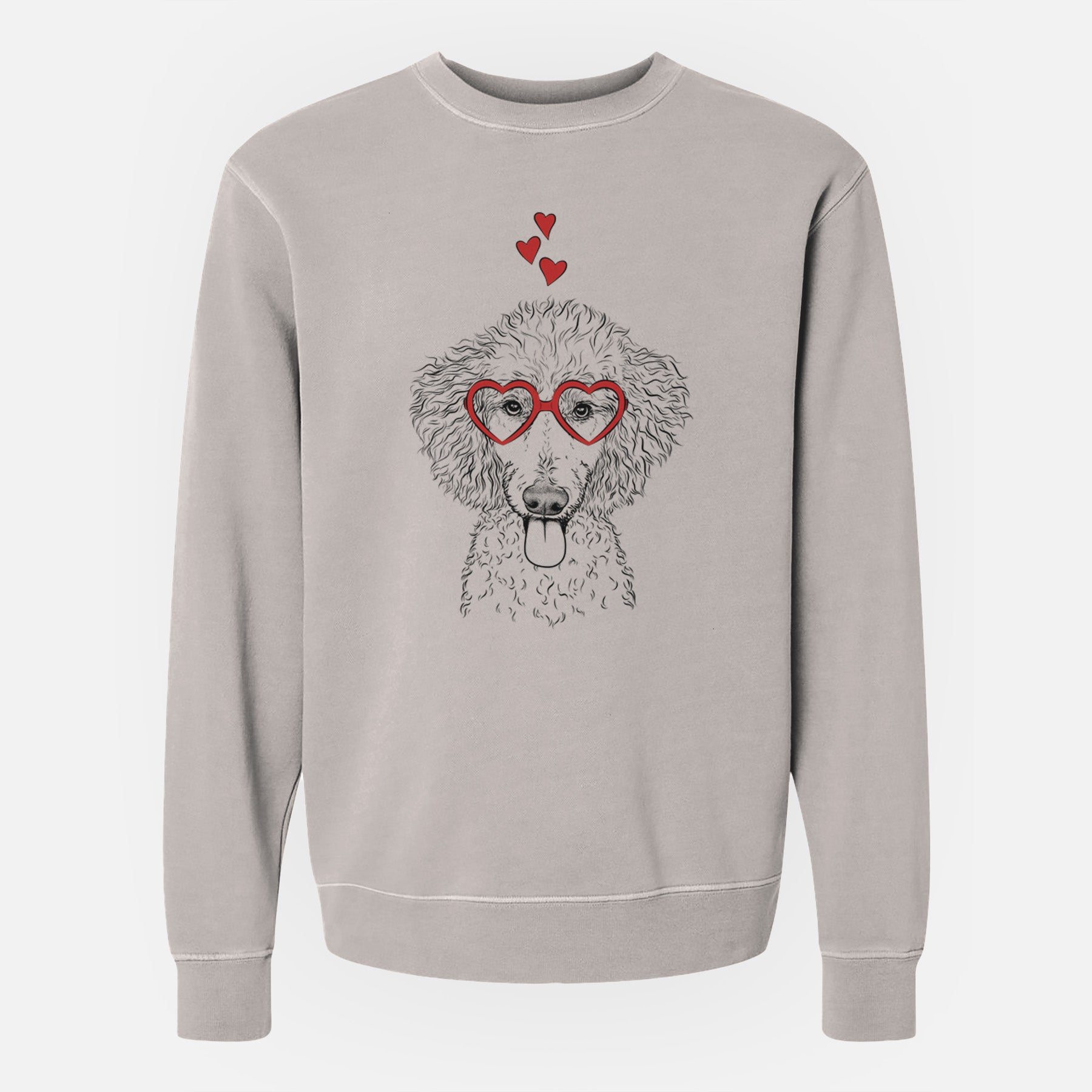 Valentine Henry the White Standard Poodle - Unisex Pigment Dyed Crew Sweatshirt