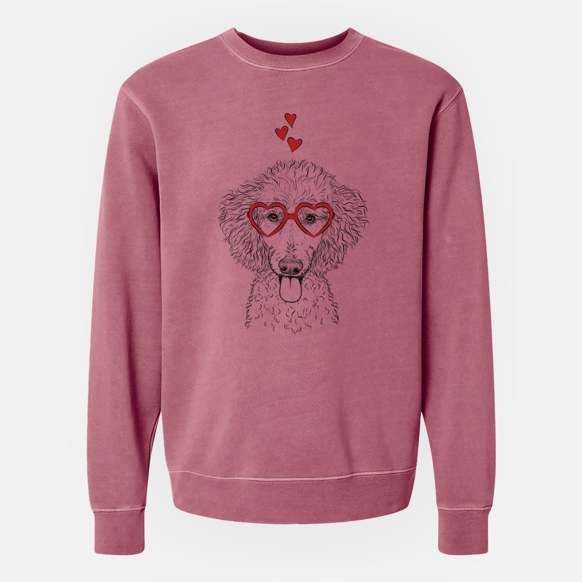 Valentine Henry the White Standard Poodle - Unisex Pigment Dyed Crew Sweatshirt