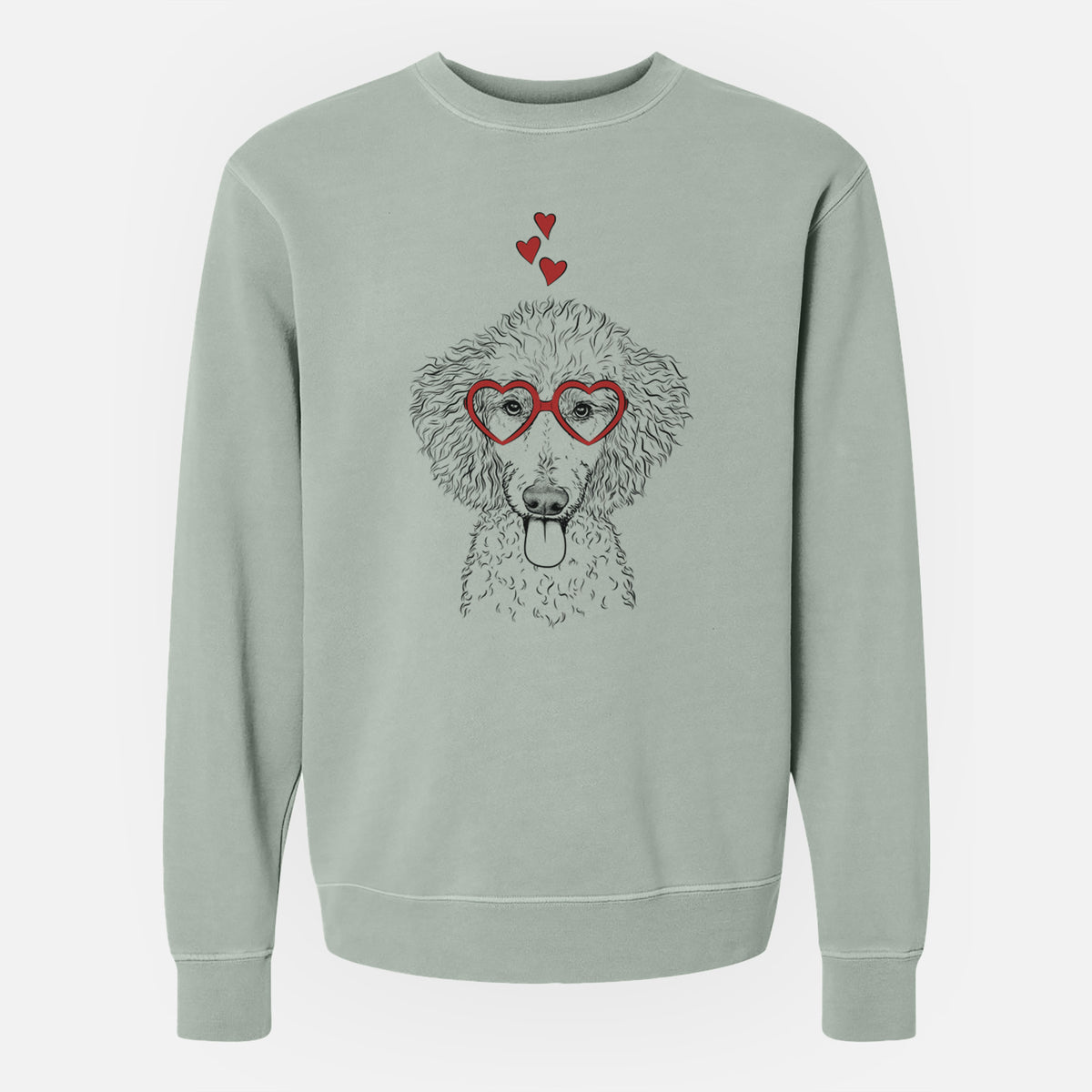 Valentine Henry the White Standard Poodle - Unisex Pigment Dyed Crew Sweatshirt