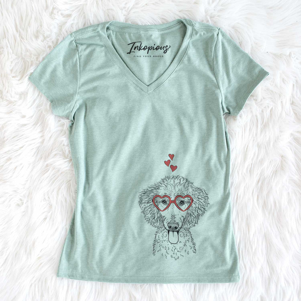 Valentine Henry the White Standard Poodle - Women&#39;s V-neck Shirt