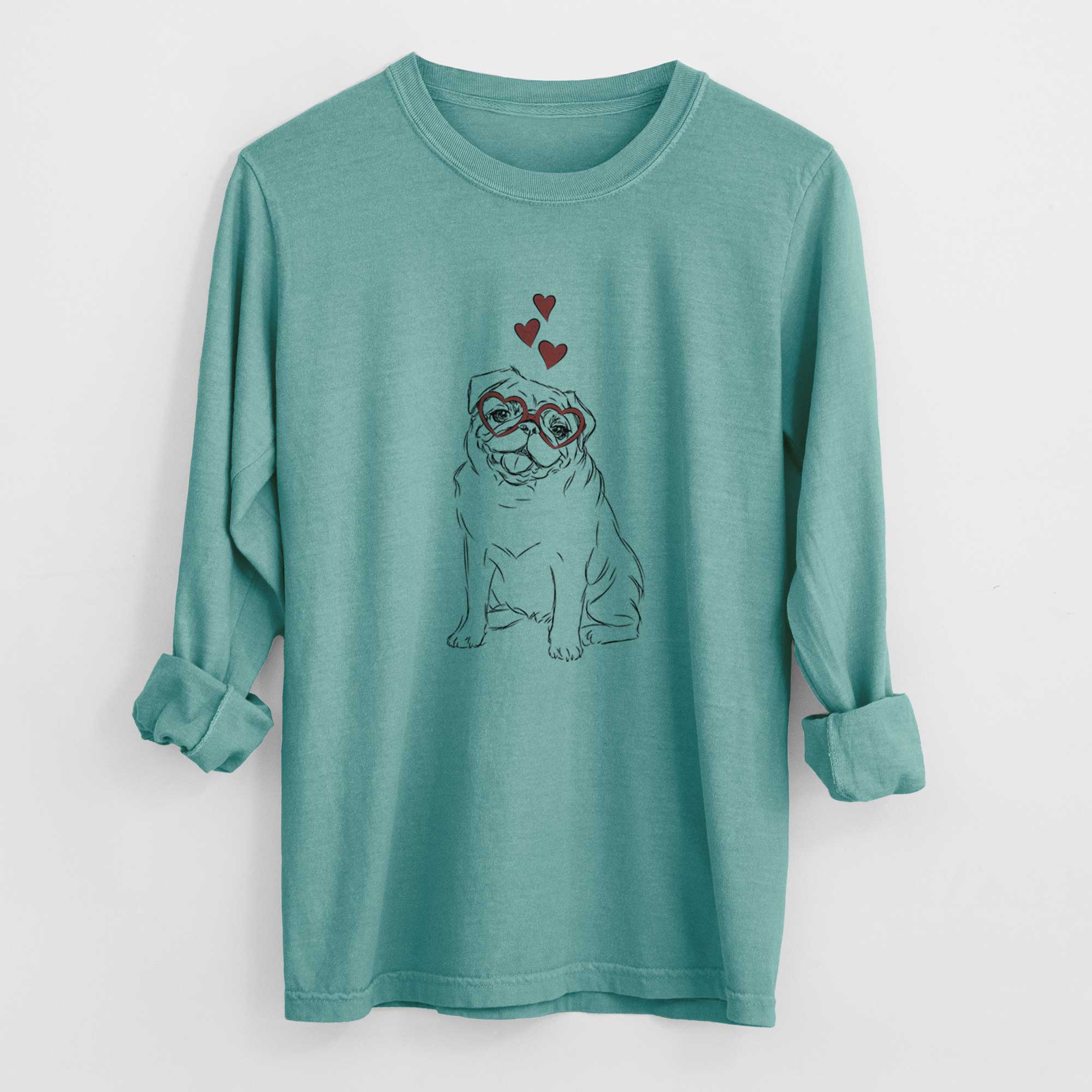 Valentine Higgins the Pug - Heavyweight 100% Cotton Long Sleeve