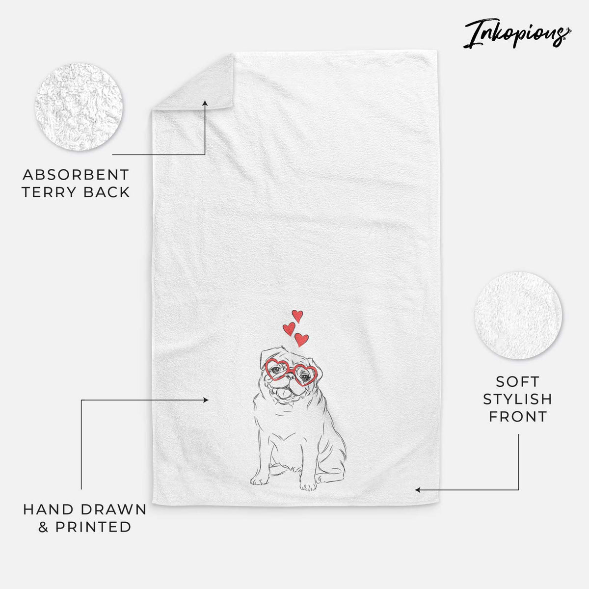 Higgins the Pug Decorative Hand Towel