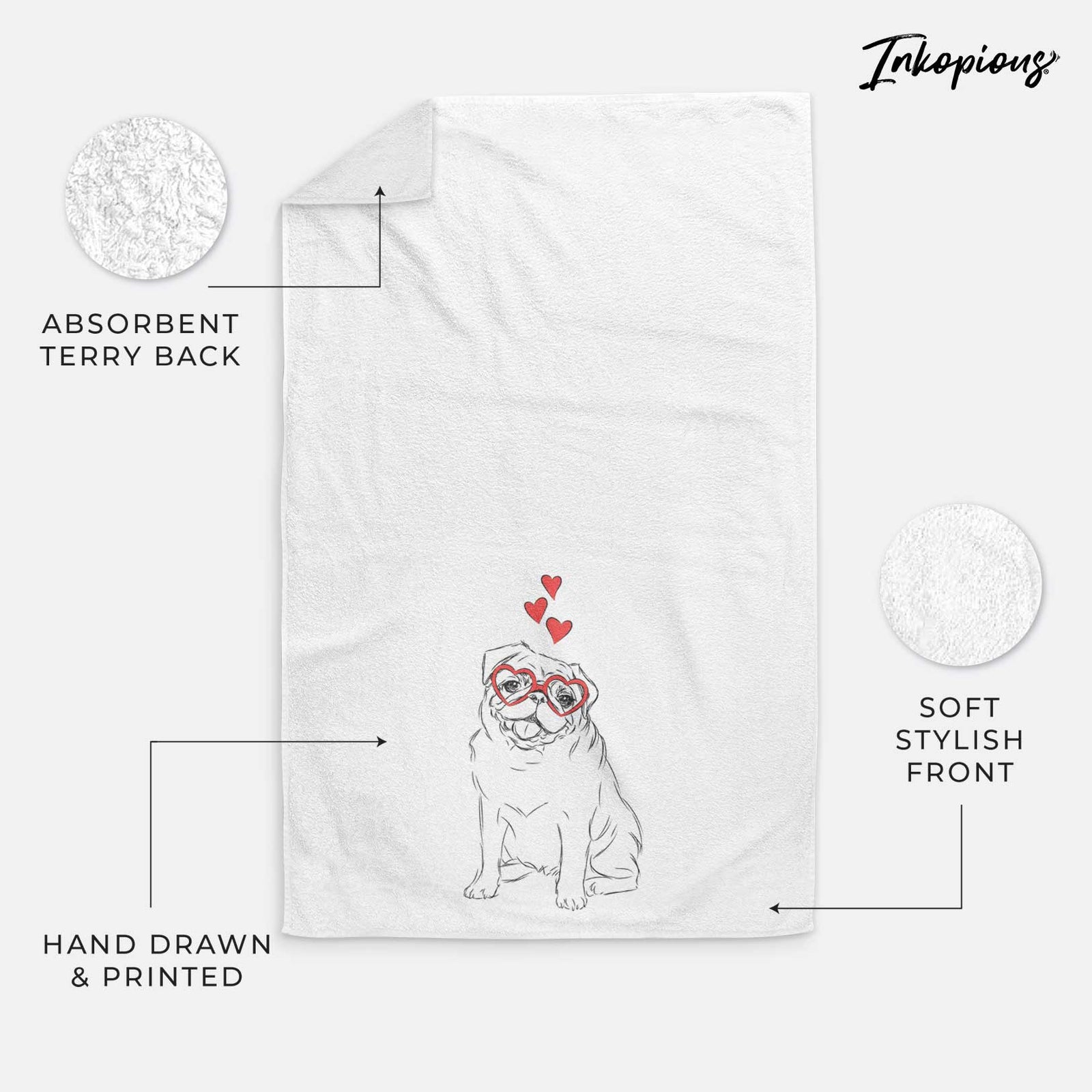 Higgins the Pug Decorative Hand Towel